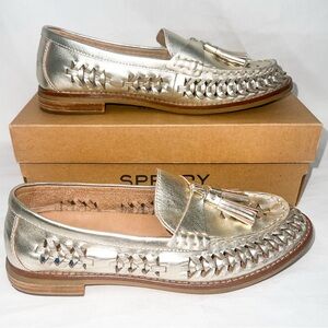 Sperry Metallic Gold Woven Loafers